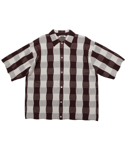 checker pattern KNIT shirt_9