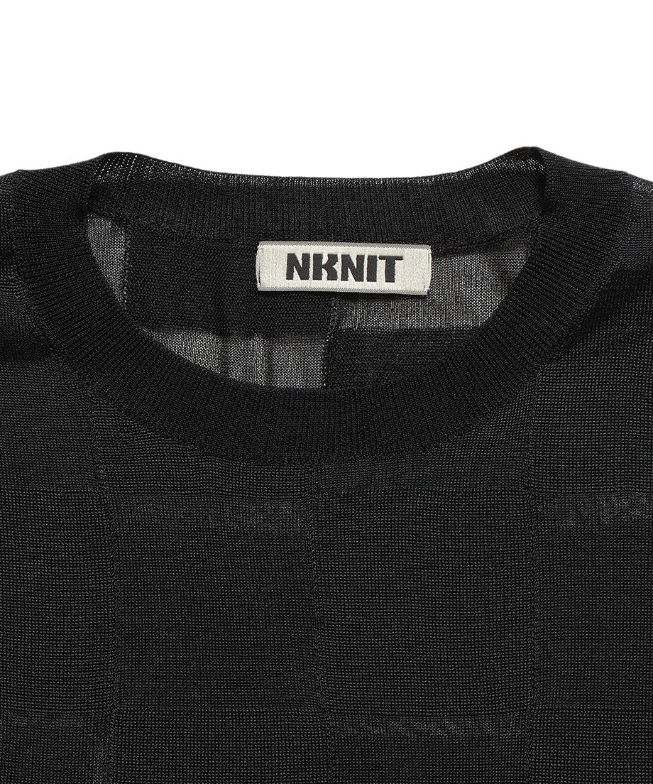 sheer checker pattern KNIT T-shirt_11