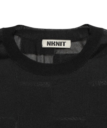 sheer checker pattern KNIT T-shirt_11