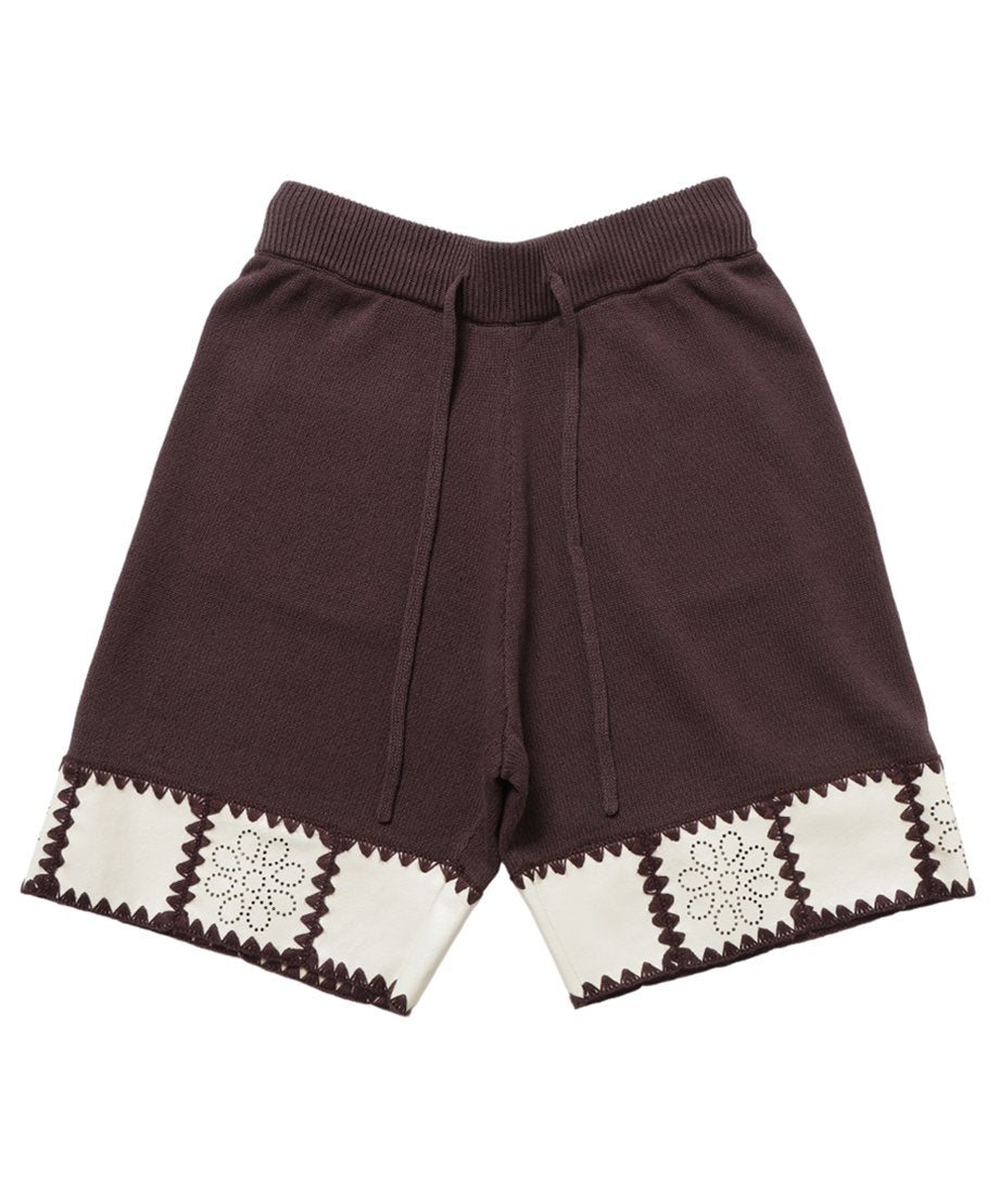 vegan leather/KNIT short pants_8