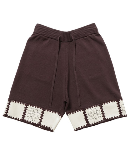 vegan leather/KNIT short pants_8