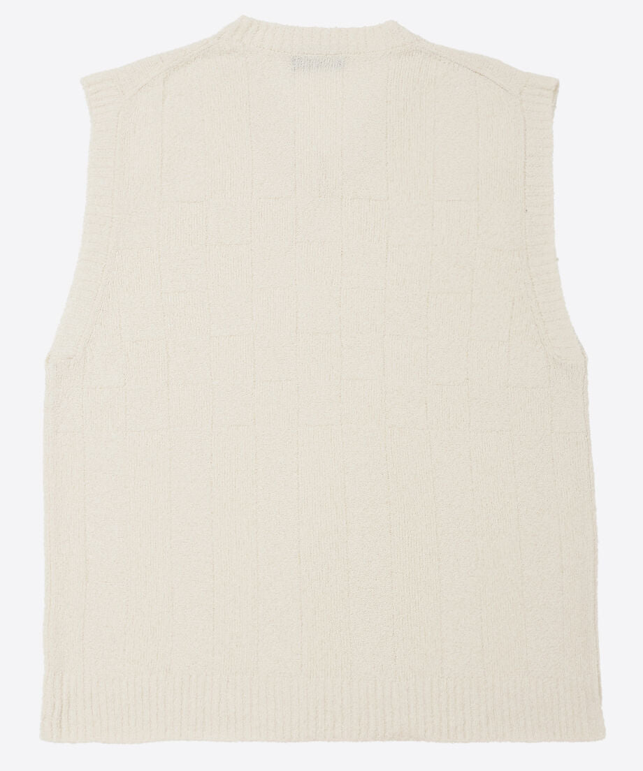 check stripe knit vest_10