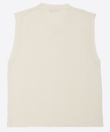 check stripe knit vest_10
