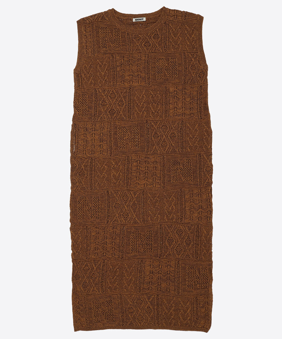 cotton mesh pattern knit dress_3
