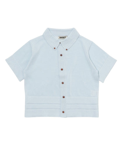 sheer wood button KNIT shirt_6