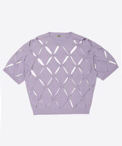 pattern slit knit T-shirt_4