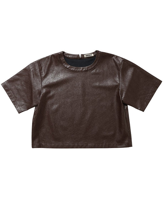 vegan leather short T-shirt_2
