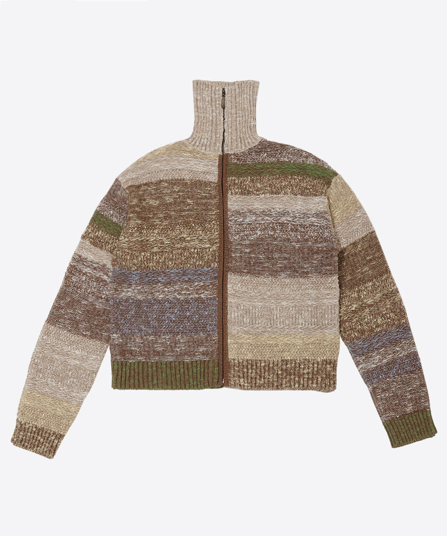 mix color high neck zip knit_5