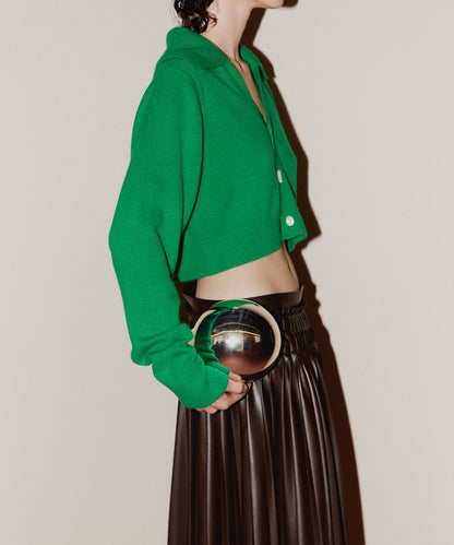 raccoon mix collar KNIT cardigan short_1