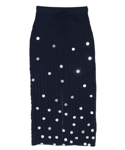 sequins bouclé KNIT long skirt_2