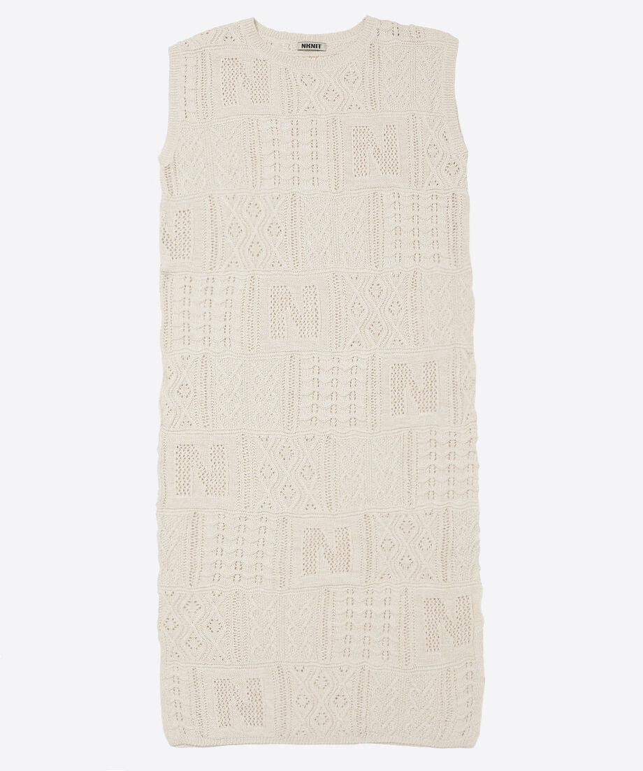 cotton mesh pattern knit dress_2