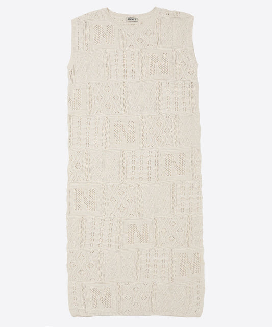 cotton mesh pattern knit dress_2