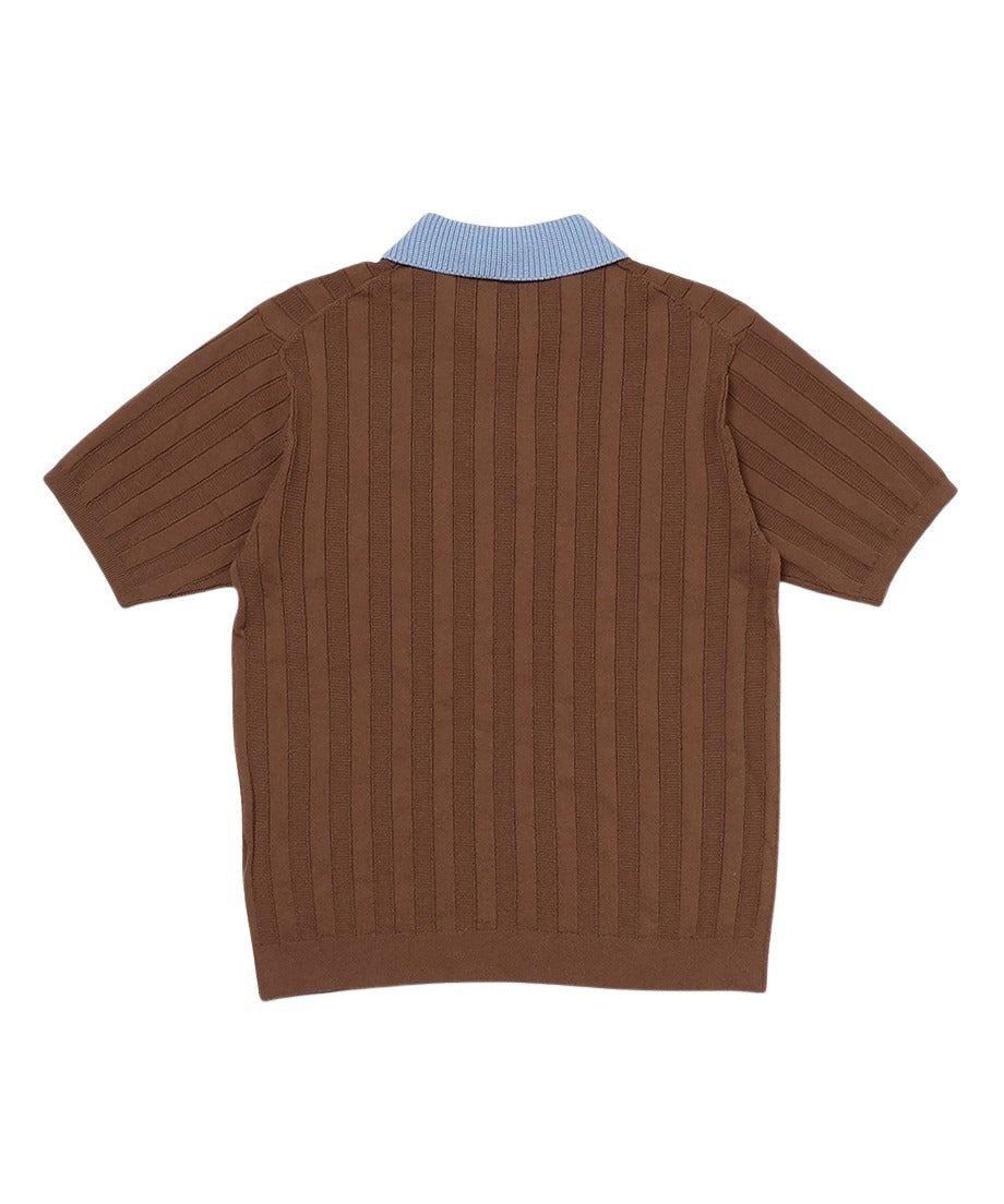 mix gauge logo NKNIT shirts ブラウン① mix gauge logo KNIT shirts – NKNIT