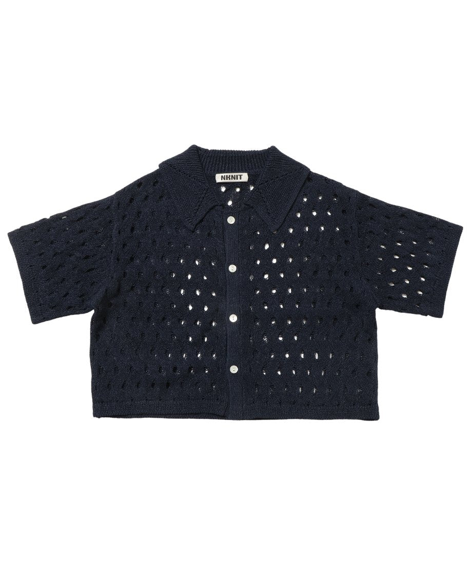 NKNIT 24SS mesh♡ pattern KNIT shirt  ハート mesh ♡KNIT shirt | NKNIT