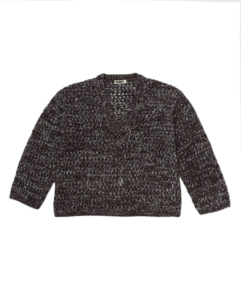 mix color lace up KNIT_4