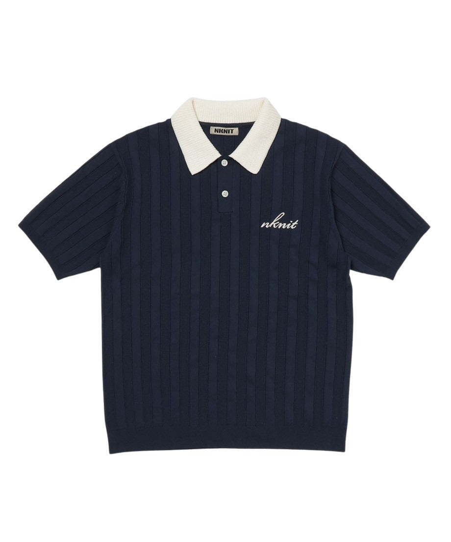 mix gauge logo NKNIT shirts ブラウン① mix gauge logo KNIT shirts – NKNIT