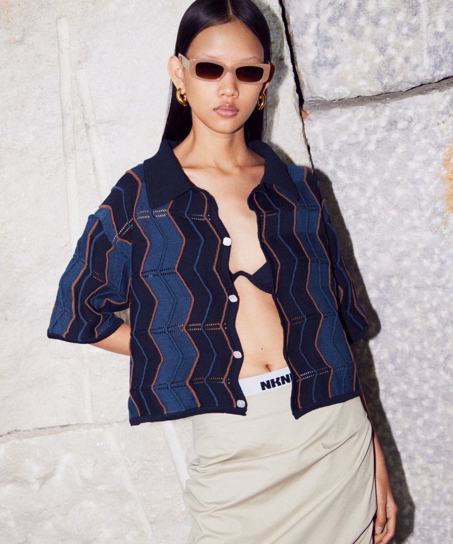 NKNIT ンニット mesh♡pattern KNIT shirt ① NKNIT ンニット mesh♡ pattern KNIT shirt