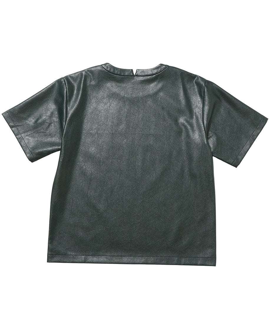 vegan leather big T-shirt_7