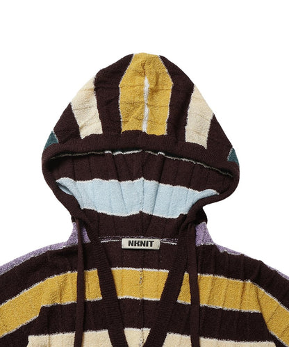 stripe KNIT towel hoodie_11