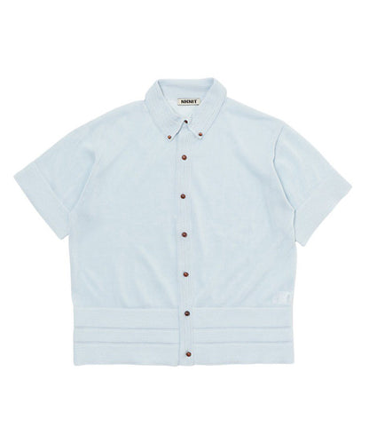 sheer wood button KNIT shirt_7