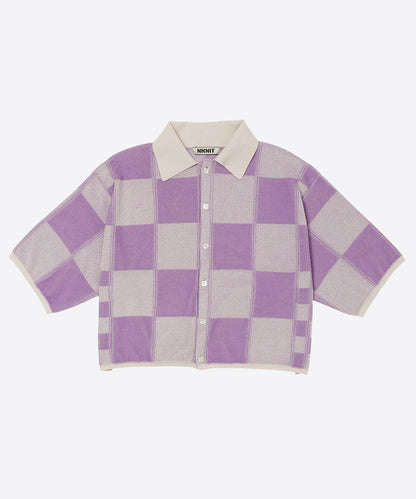 short check pattern knit shirt_4