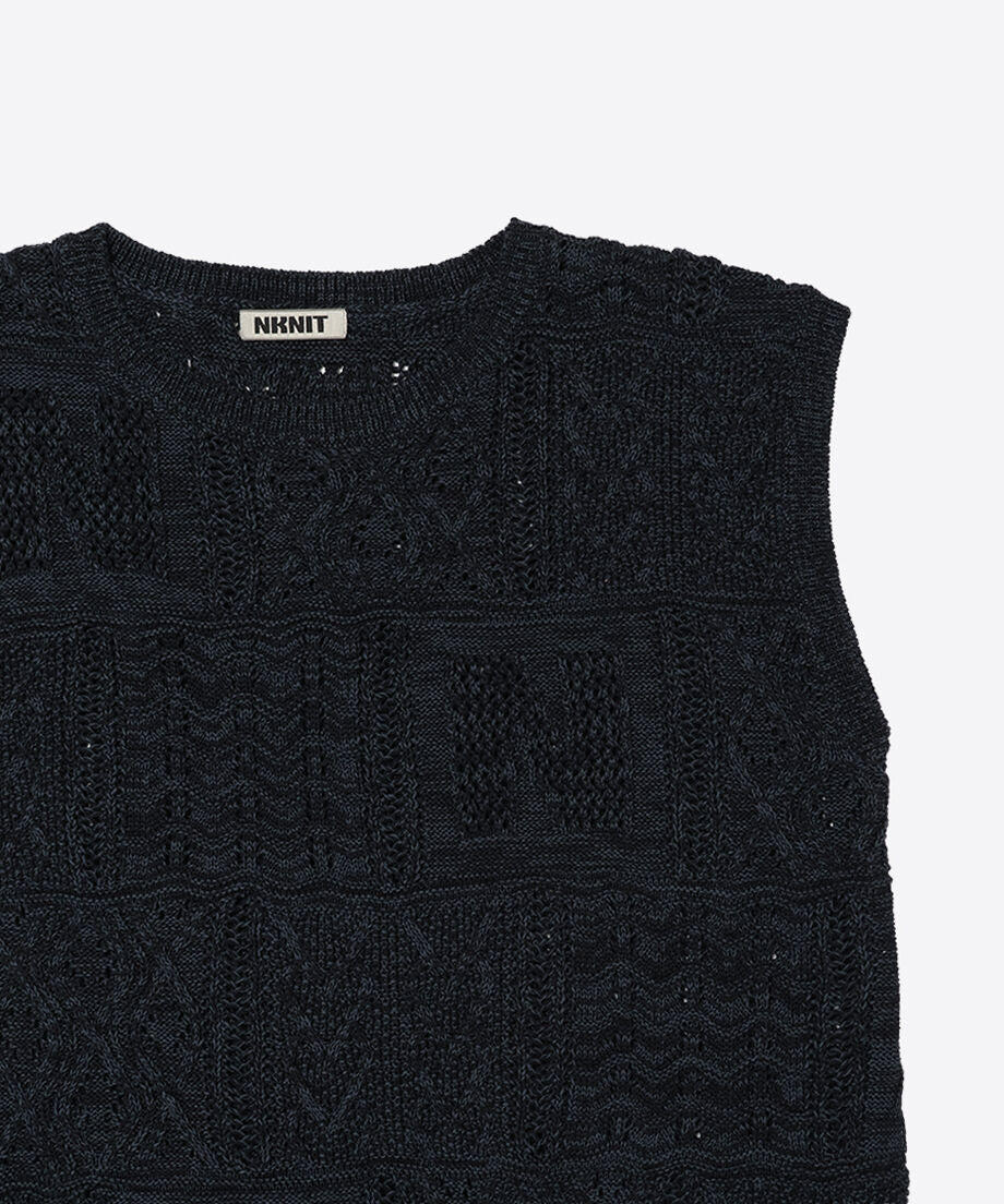 cotton mesh pattern knit dress_11