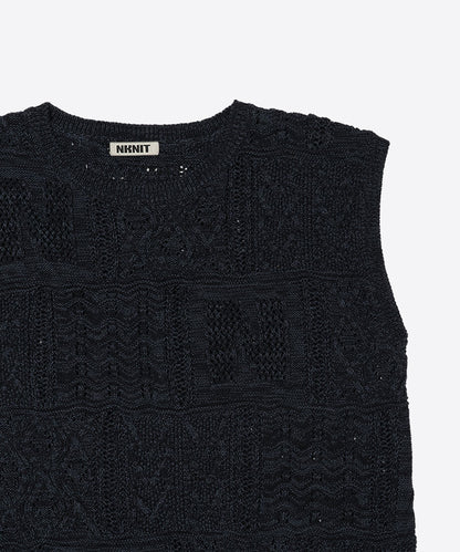 cotton mesh pattern knit dress_11