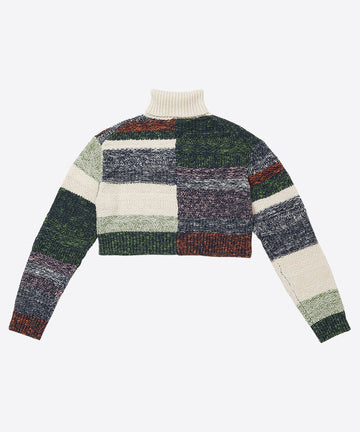 mix color high neck zip knit – NKNIT