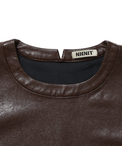 vegan leather short T-shirt_8