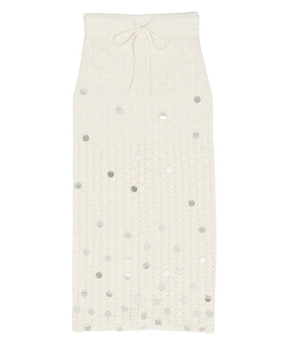 sequins bouclé KNIT long skirt_1