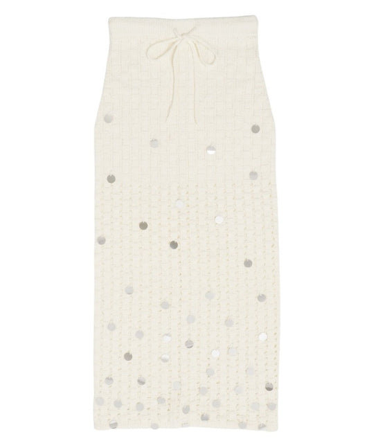 sequins bouclé KNIT long skirt_1