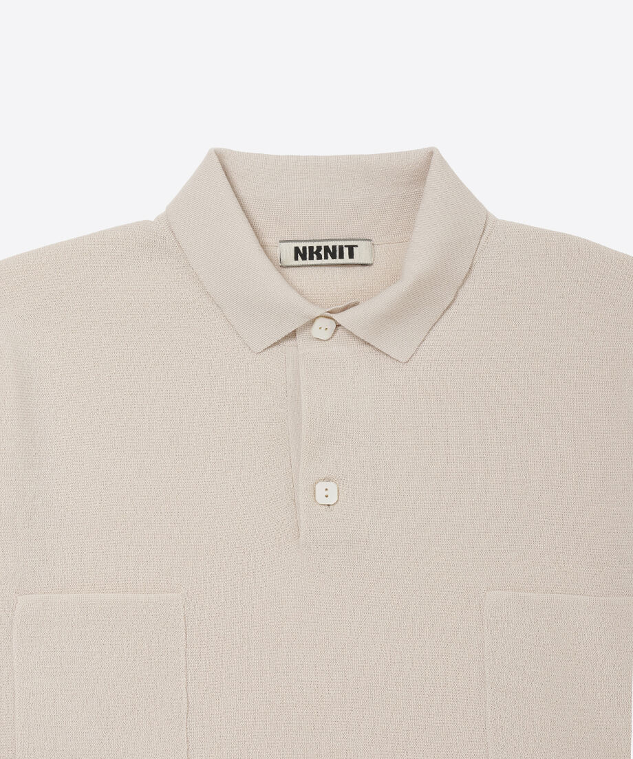 high gauge cotton mix knit polo shirt_9