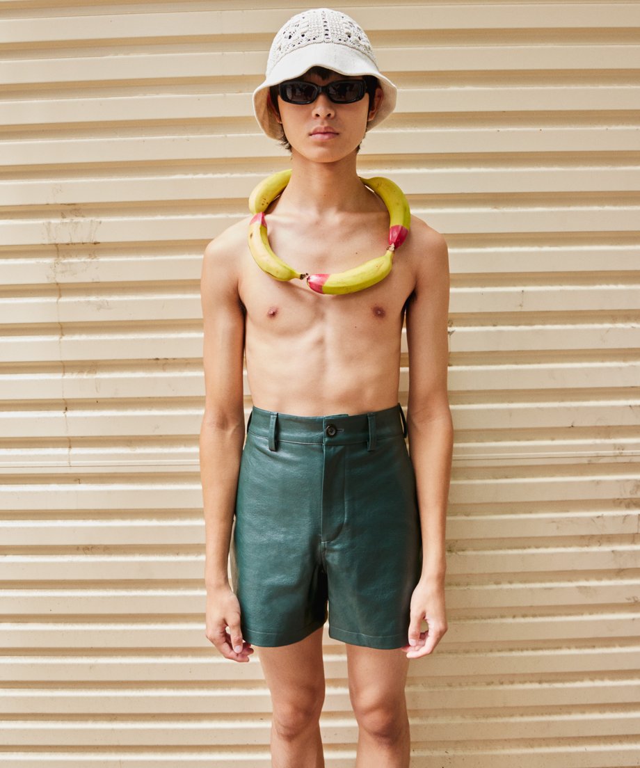 パンツ NKNIT vegan leather short pants black vegan leather short pants | NKNIT
