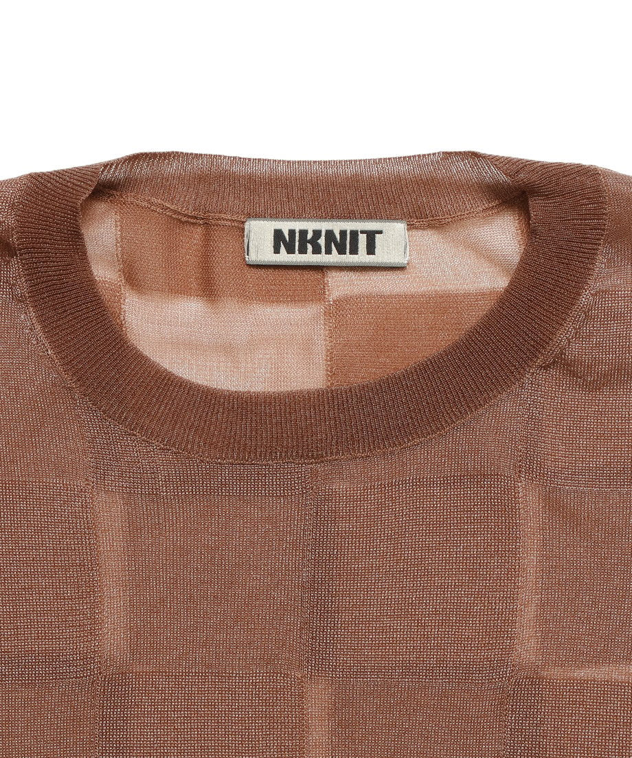 sheer checker pattern KNIT T-shirt_14
