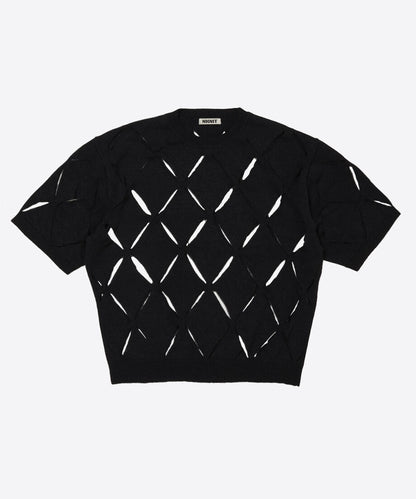 pattern slit knit T-shirt_2