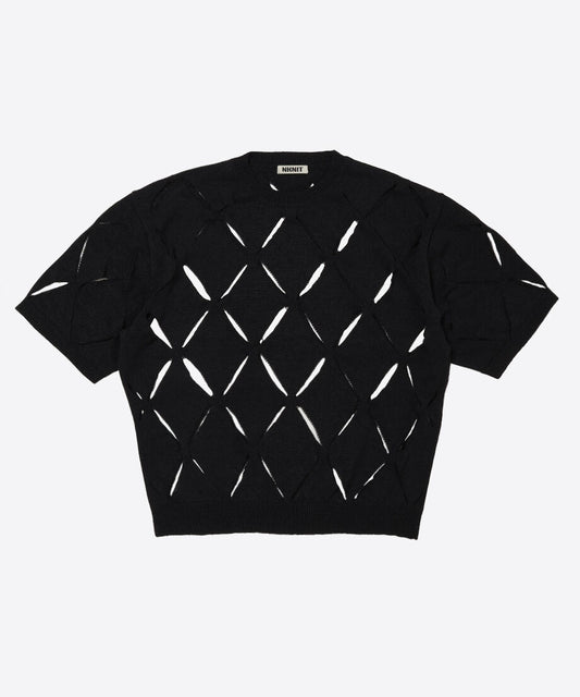 pattern slit knit T-shirt_2