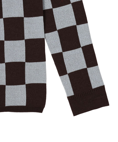 checker pattern shoulder pad  KNIT shirt_11