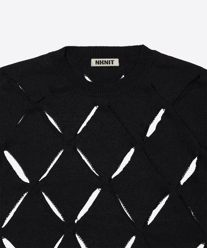 pattern slit knit T-shirt_5