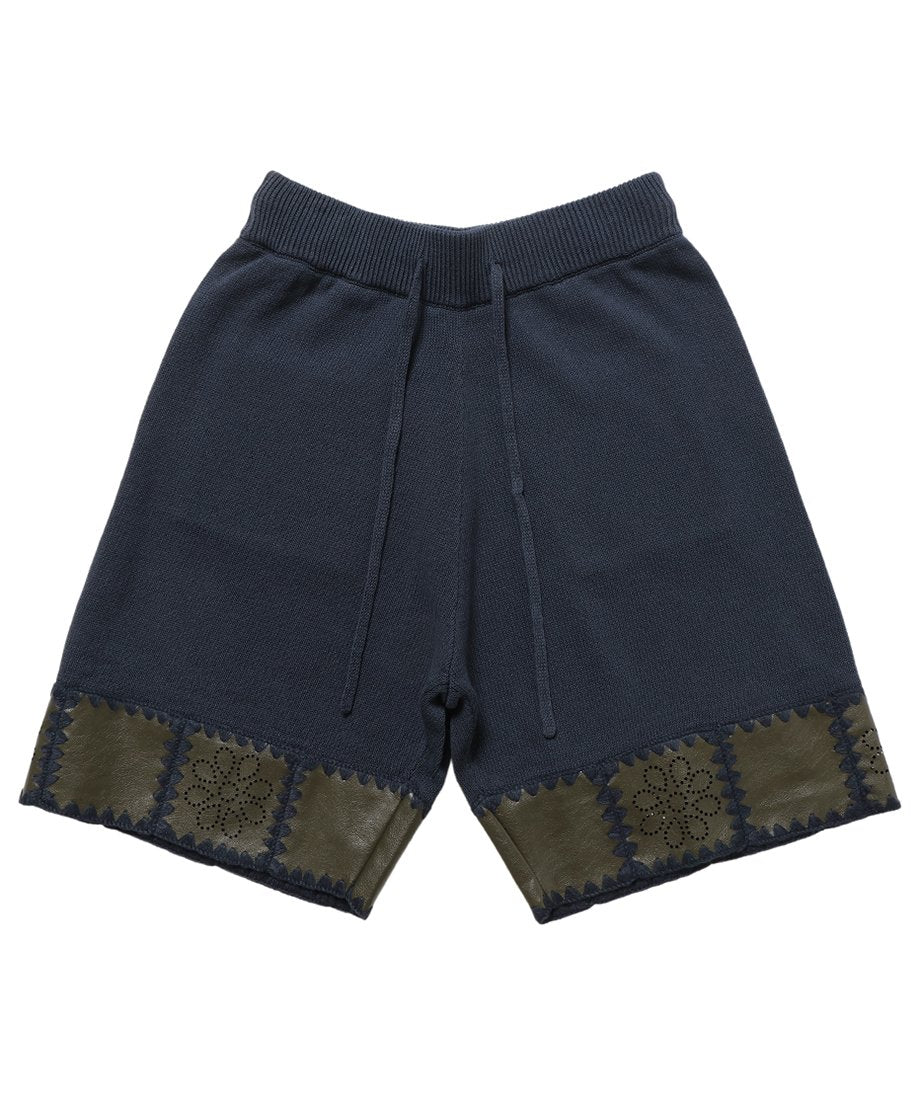 vegan leather/KNIT short pants_6