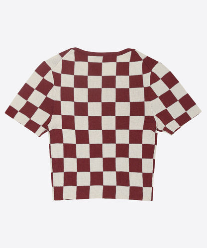paper mix pattern knit T-shirt mini  check_5