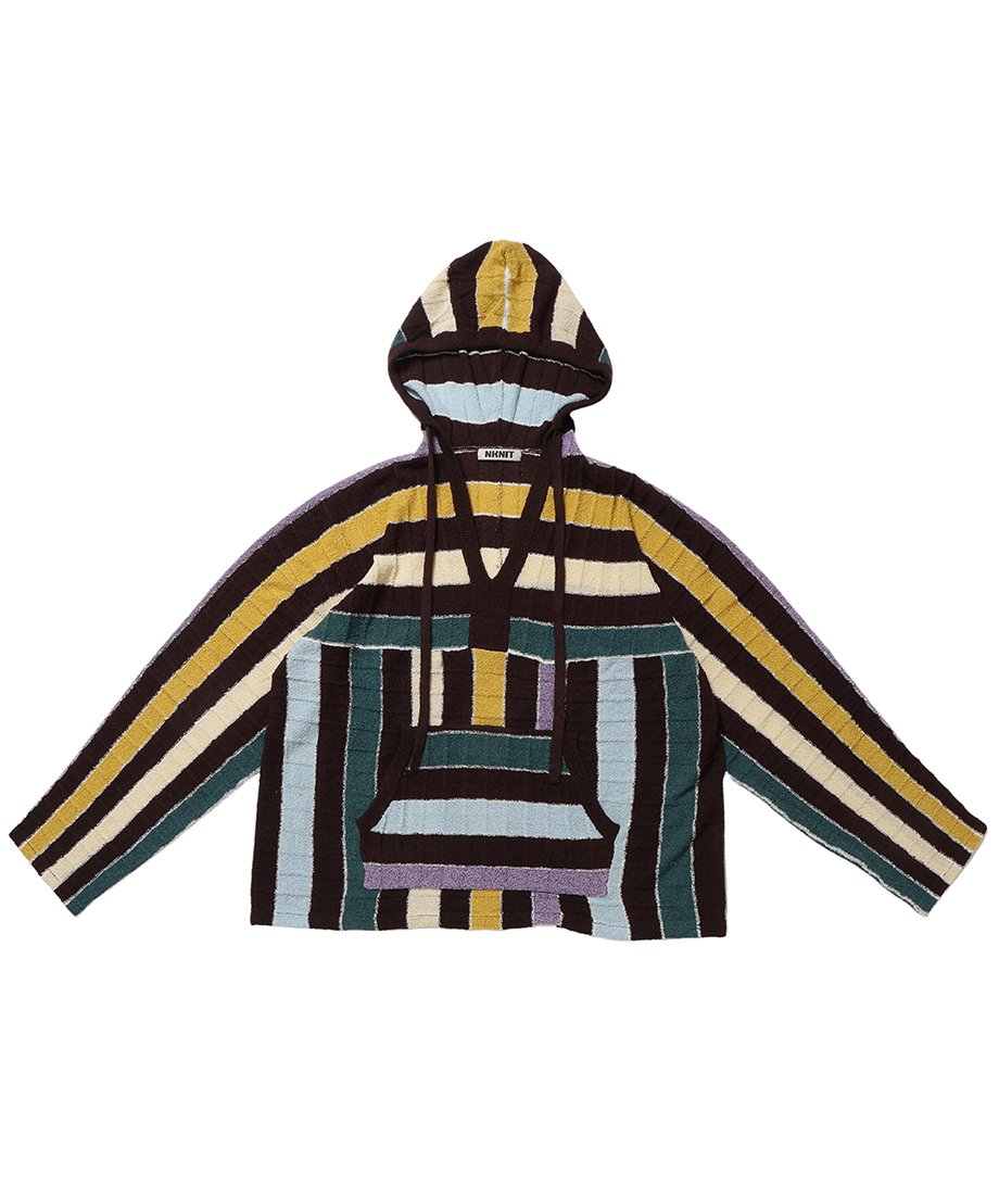 NKNIT ンニット stripe knit towel hoodie stripe KNIT towel hoodie – NKNIT
