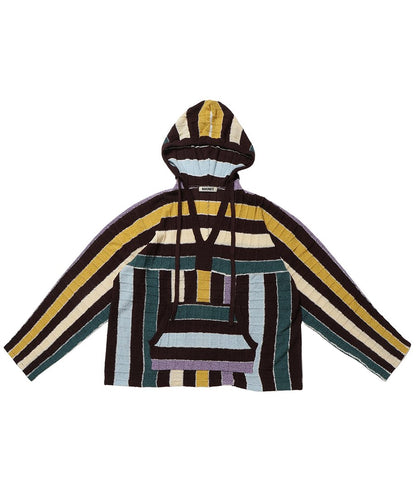 stripe KNIT towel hoodie_5
