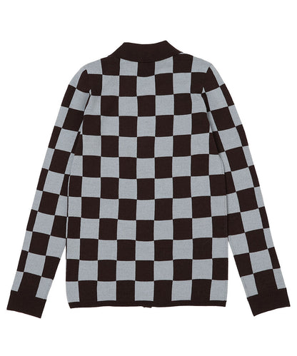 checker pattern shoulder pad  KNIT shirt_12