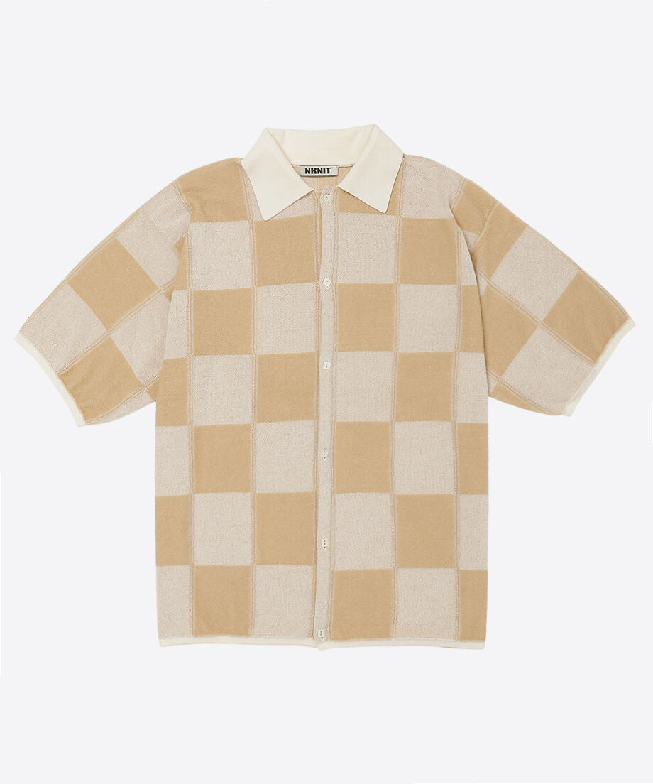 check pattern knit shirt_3
