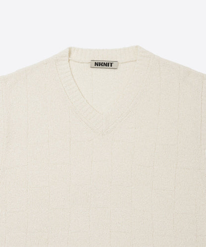 check stripe knit vest_8