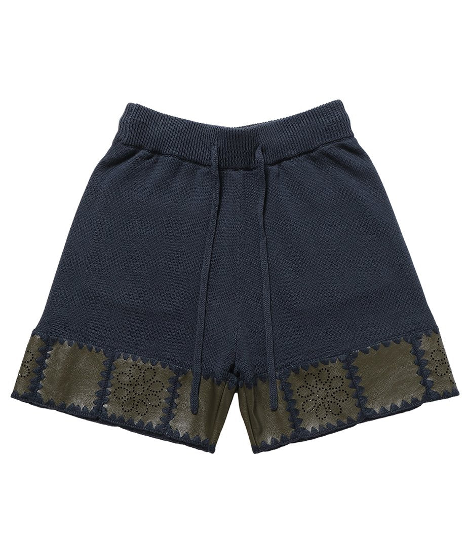 vegan leather/KNIT short pants_5