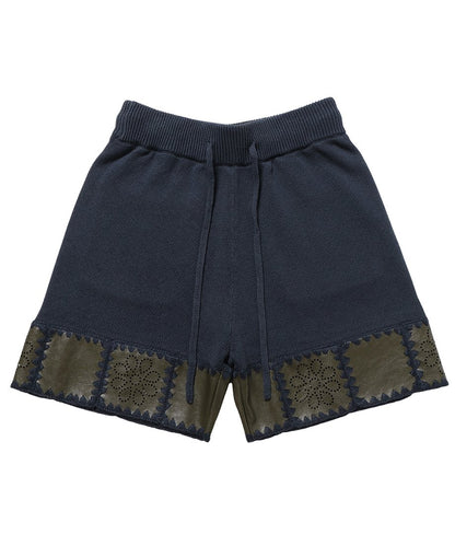 vegan leather/KNIT short pants_5