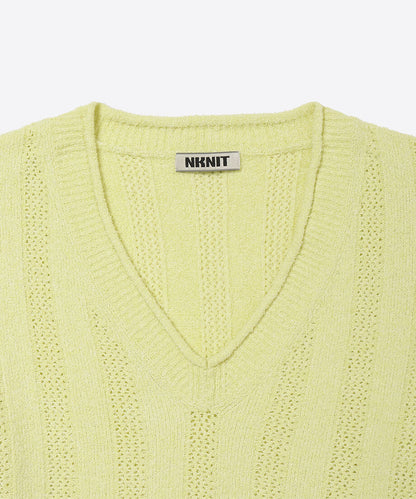 mesh rib v-neck knit_8
