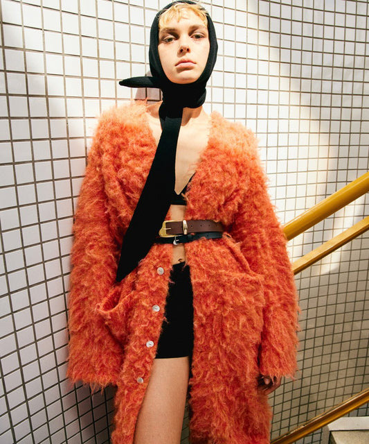 shaggy long KNIT cardigan_1