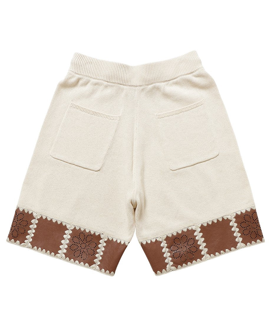 vegan leather/KNIT short pants_10